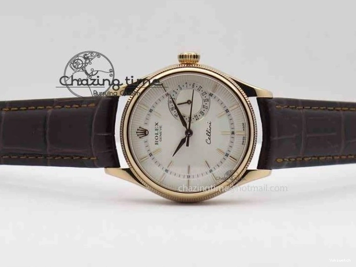 Dial White Stick Brown Best Leather A3165 Strap VF Date Cellini Edition Markers On RG 0910